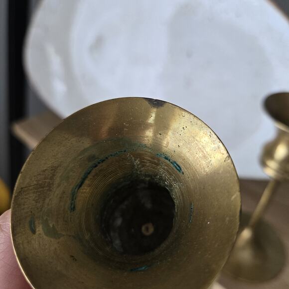 Brass Candlestick Mcm Lot Of 2 - Picture 9 of 10